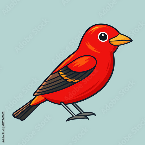scarlet tanager bird on branch