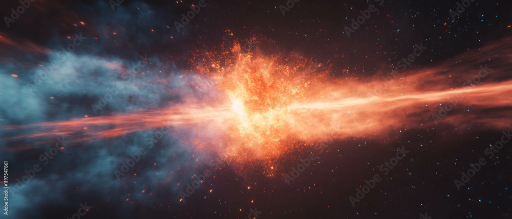 Obraz premium Colorful explosion of energy creates a mesmerizing mystical effect in a dark environment