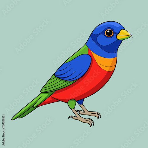 vector illustration of a painted bunting bird
