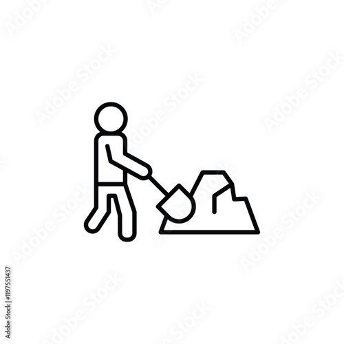 Worker digging icon Flat fill set collection