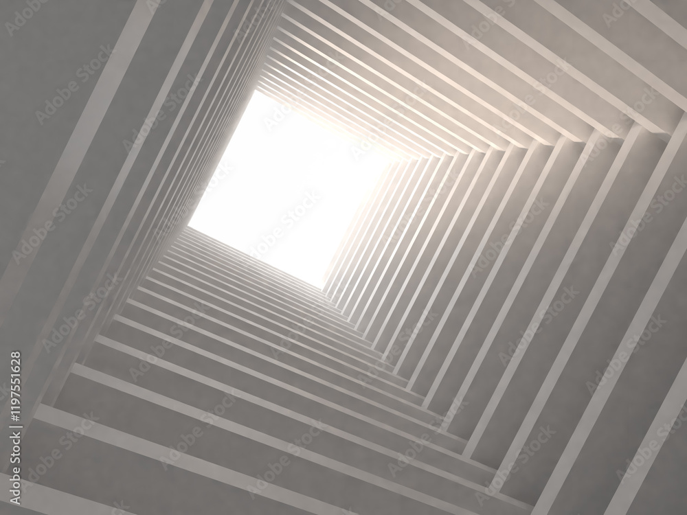 Obraz premium 無数の板で構無数の板で構成されたトンネルの3Dイラスト