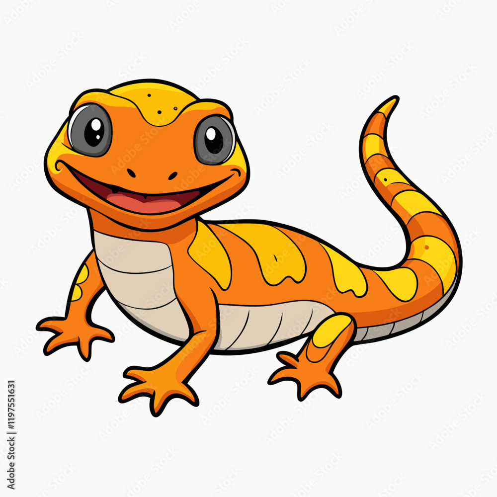 Fototapeta premium cartoon salamander on white