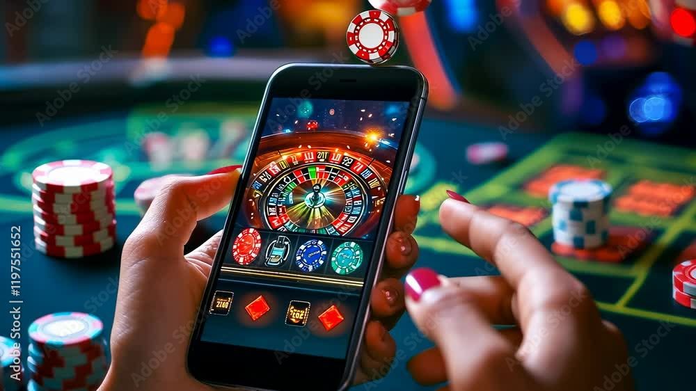 custom made wallpaper toronto digitalWoman gambling mobile casino night.Neon lights glow vibrant.Busy atmosphere focused player.Online betting handheld device.Contemporary gaming meets traditional setting.High-stake,immersive game