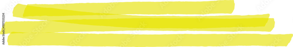 Three horizontal brushstrokes of yellow paint creating a vibrant and textured design element on a clean white background, perfect for adding a pop of color to any project Three horizontal brushstrokes of yellow paint creating a vibrant and textured design element on a clean white background, perfect for adding a pop of color to any project