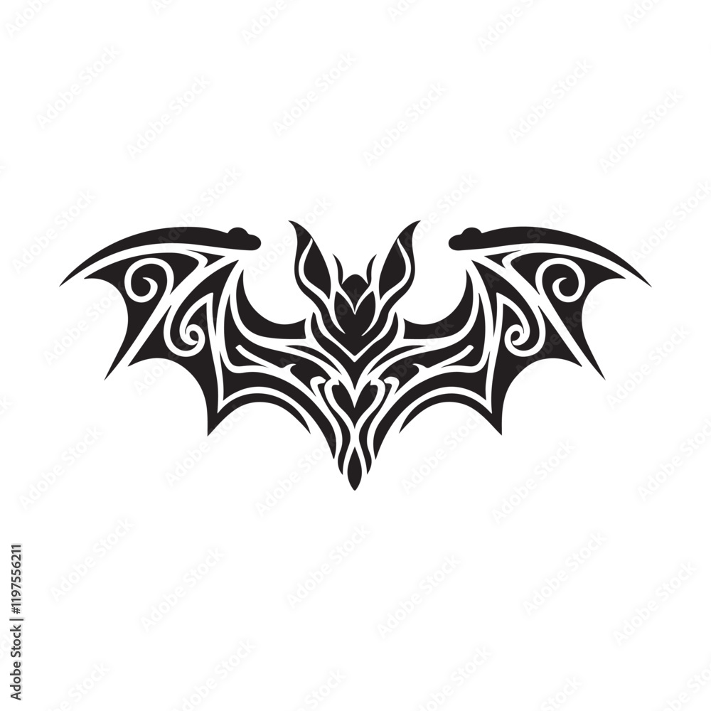 Bat silhouette with line art vector illustration Bat silhouette with line art vector illustration