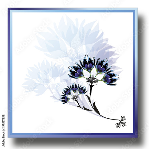 fiori blu per decoro di foulard, stoffe, sottobicchieri, grafica per editoria