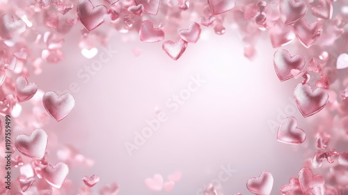 Hearts dance joyfully against a soft pink backdrop, inviting love and romance. A blank space awaits your sweet message for that special someone.