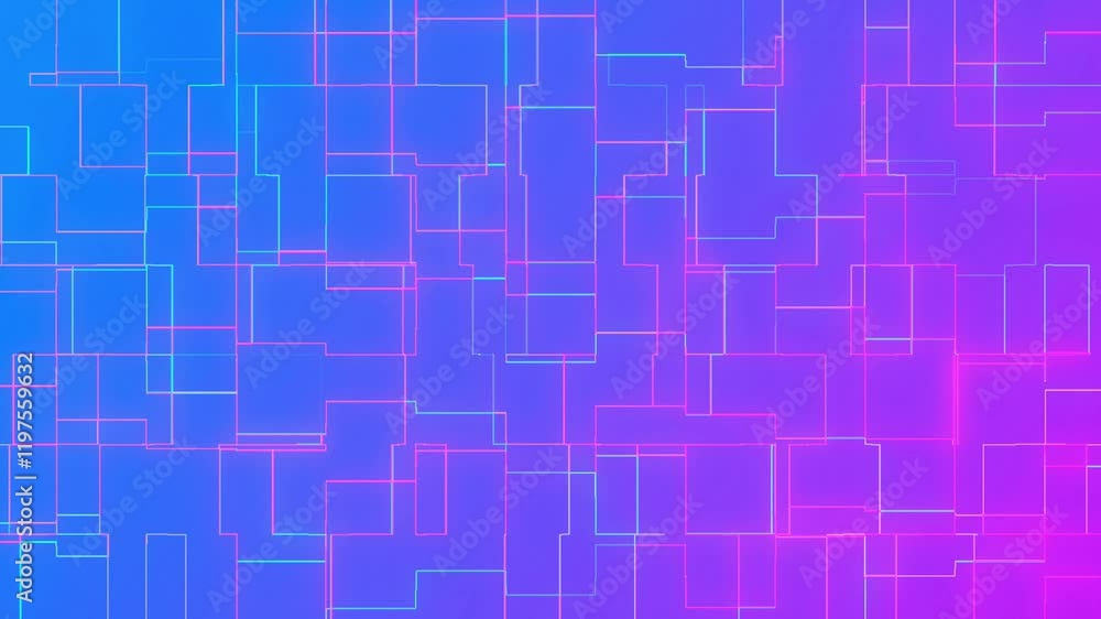 Futuristic neon geometric background with glowing rectangle blocks, 4k abstract animation Futuristic neon geometric background with glowing rectangle blocks, 4k abstract animation