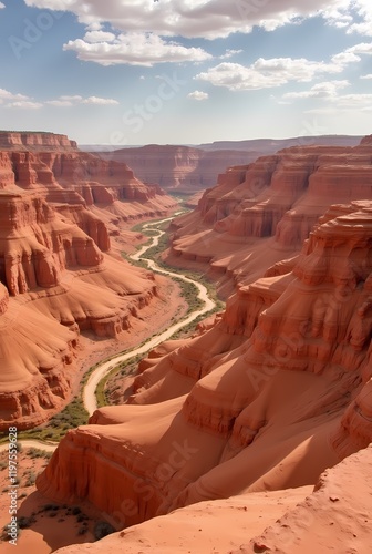 Vast terracotta wastelands shaped by wind and water