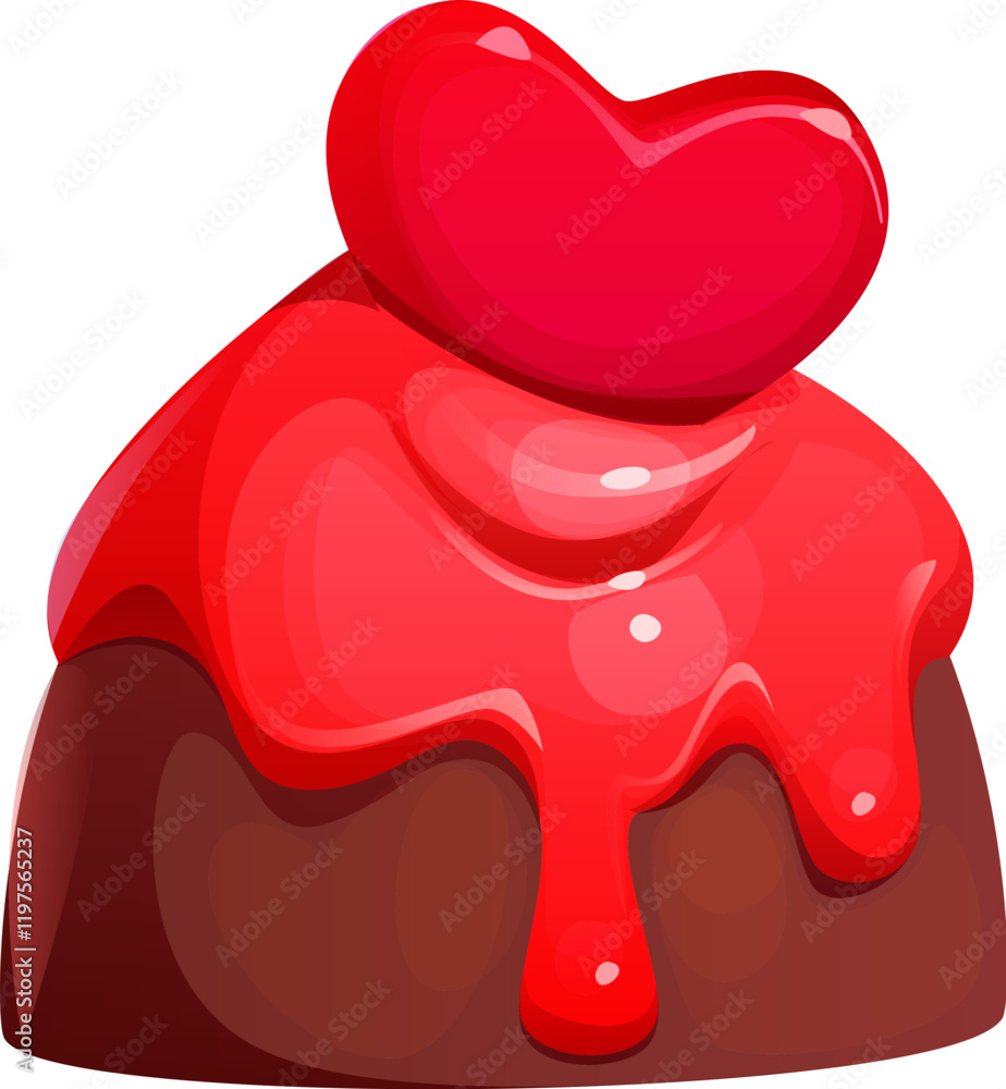 Valentine heart pink candy, sweets and confectionery. Saint Valentine holiday chocolate candy dessert with red heart and cream icing, romance day gift or love party isolated vector sweet cocoa praline Valentine heart pink candy, sweets and confectionery. Saint Valentine holiday chocolate candy dessert with red heart and cream icing, romance day gift or love party isolated vector sweet cocoa praline