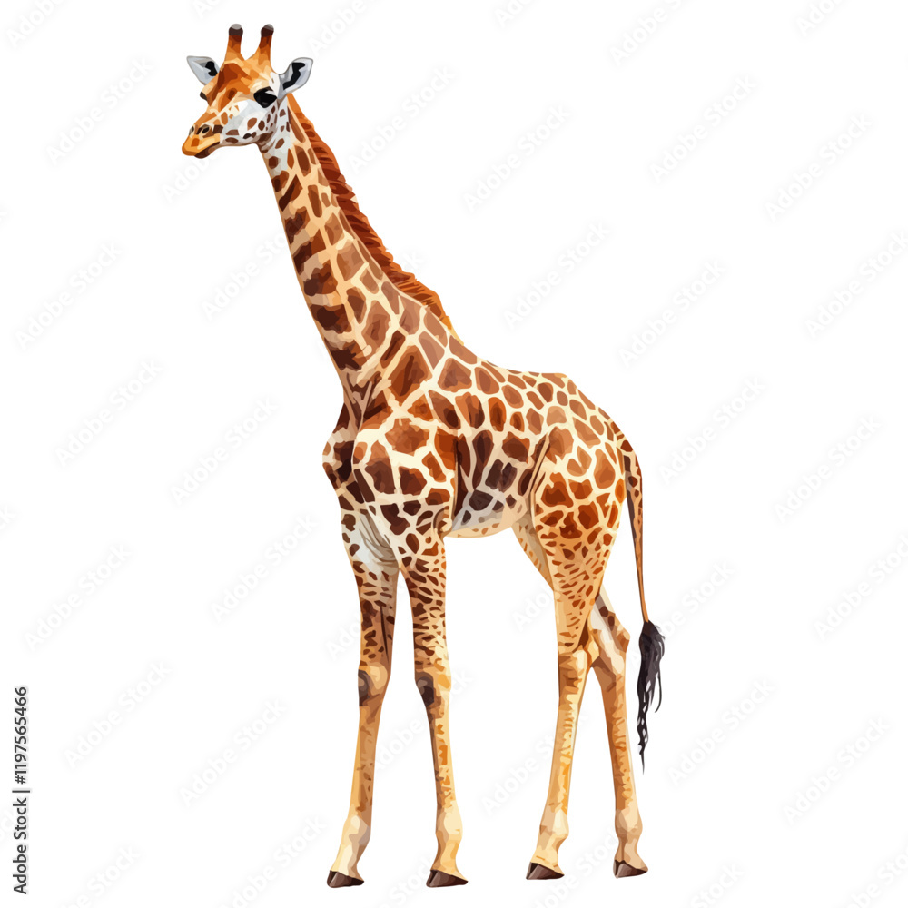 A watercolor drawing of a giraffe, isolated on a white background. Giraffe vector.
A watercolor drawing of a giraffe, isolated on a white background. Giraffe vector.