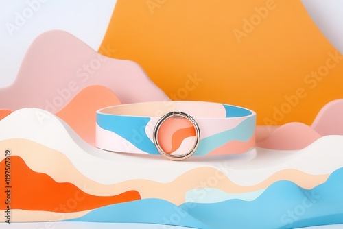 Pastel pink abstract cow print women's belt design for fashion accessories. photo