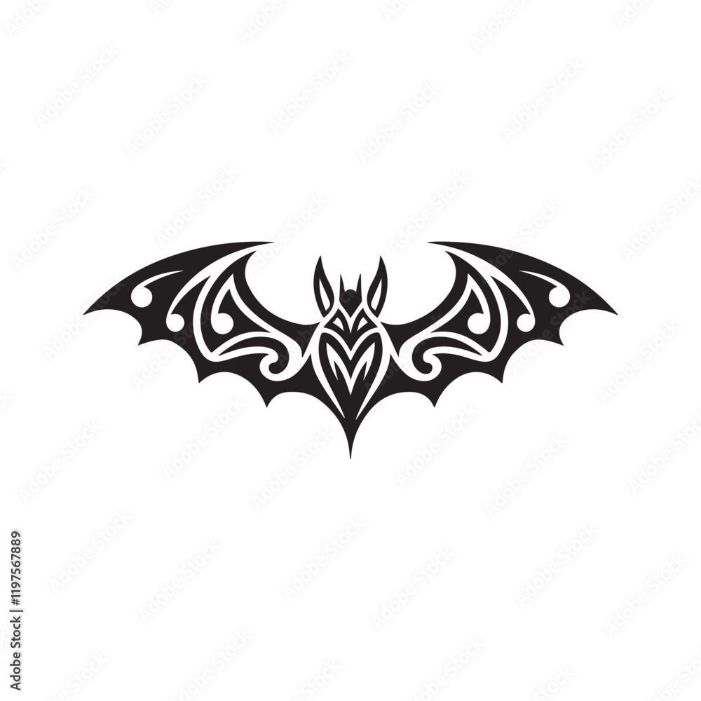 Bat silhouette with line art vector illustration Bat silhouette with line art vector illustration