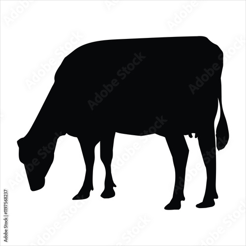 silhouette of a cow  on a white background