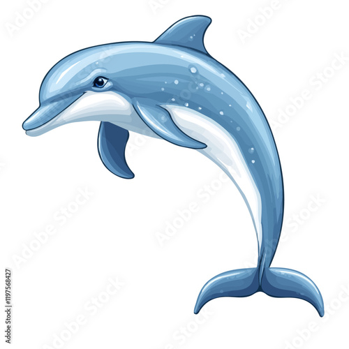 A watercolor of a dolphin, isolated on a white background. Dolphin vector.
