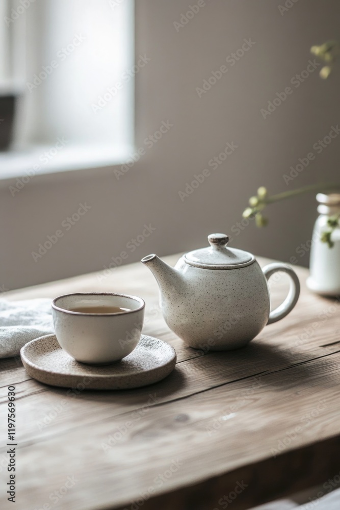 Tea set on wooden table Tea set on wooden table