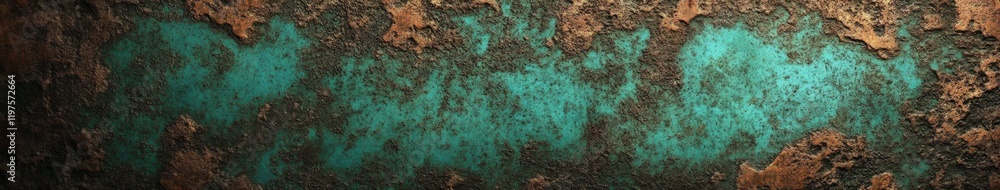Obraz premium Rusty metal surface covered in green patina and dirt