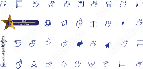 Click and collect online shopping editable stroke outline icons set isolated on white background flat vector illustration.