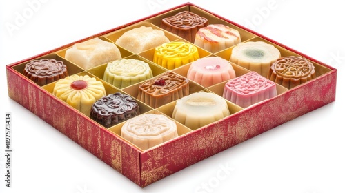 moon cake on wrapped gift box photo