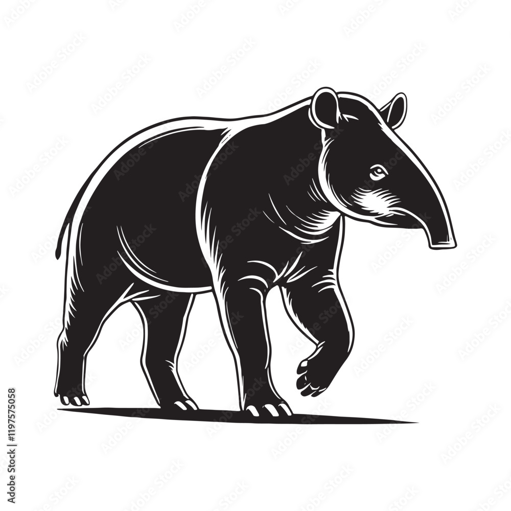 Obraz premium Majestic takin silhouette for creative artistic designs - Takin black vector