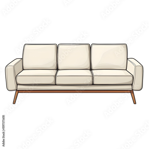 Modern Cream Sofa - Minimalist Design 3D Illustration