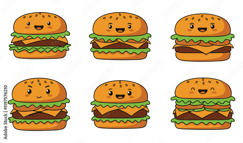Fast Food Packaging and Delicious Cheeseburger set vector Illustration Iconic Fast Food Cartons Tasty Burgers Food Box Illustration Elements Fast Food Packaging and Delicious Cheeseburger set vector Illustration Iconic Fast Food Cartons Tasty Burgers Food Box Illustration Elements