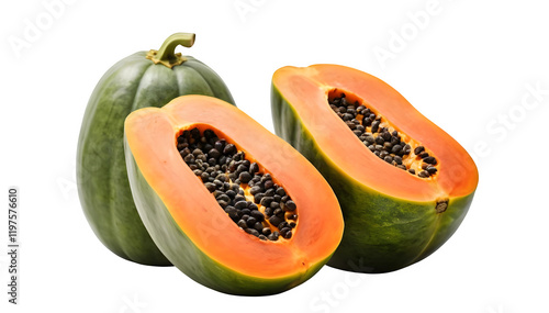 Wallpaper Mural A stack of two papayas resting on one another, highlighted by a bright white background.   Torontodigital.ca