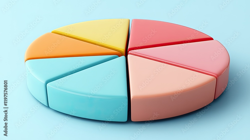 Fototapeta premium Glowing Financial Pie Chart Segments in Gigapixel Art Style Business Analysis Bright Environment