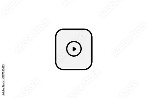 Free Download PNG cut out isolated background. A simple black and white play button icon enclosed in a rounded square design.  - GFXLoad