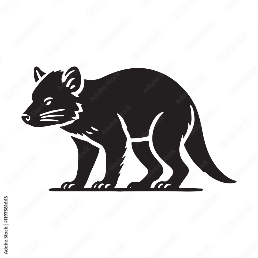 Fototapeta premium Minimalistic Tasmanian Devil silhouette for creative design purposes - Tasmanian Devil illustration - minimallest Tasmanian Devil vector 