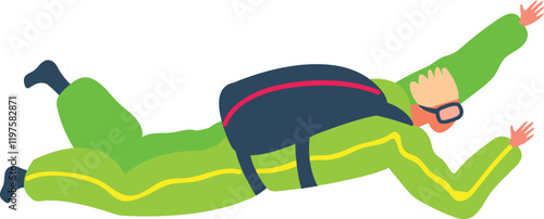 Skydiver in a wingsuit soaring through the air, experiencing the thrill of free fall while performing daring stunts. Embracing the excitement of extreme sports and adventure