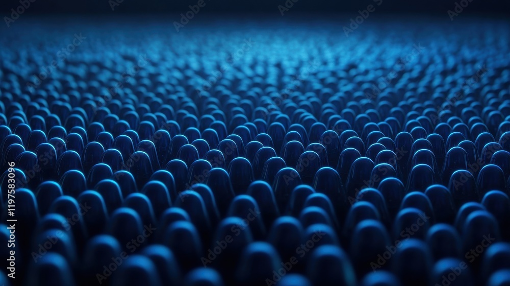 Obraz premium A mesmerizing close-up of a blue, textured surface featuring numerous rounded shapes, creating a sense of depth and movement.