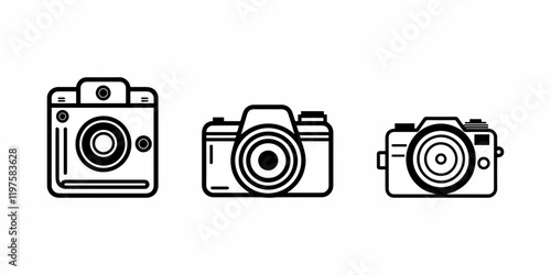 Wallpaper Mural Handheld camera icons with shutter button in minimalist style. Ideal for photography branding, app design, and creative projects. Represents simplicity, professionalism, and capturing moments Torontodigital.ca