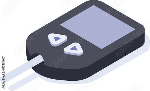 Portable glucometer featuring an inserted test strip, displaying real time blood glucose levels, supporting effective diabetes management and continuous health monitoring