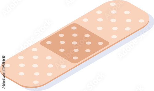 Beige adhesive bandage with breathable pad for covering and protecting minor cuts, scrapes, and blisters, providing essential first aid care