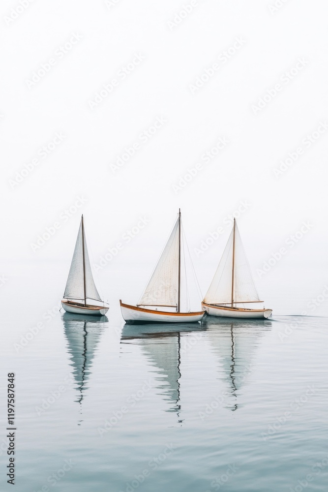 Fototapeta premium Small sailboats on water
