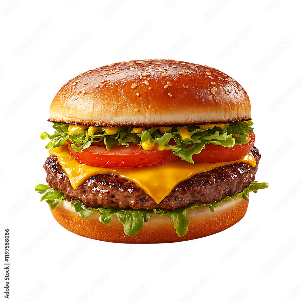 Fresh delicious burger isolated on a transparent background. Fresh delicious burger isolated on a transparent background.