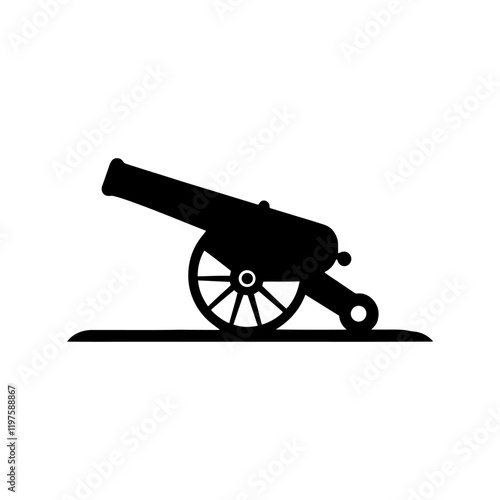 Ancient cannon silhouette icon vector illustration design on white background.