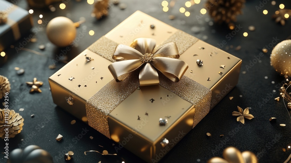 Gold Gift Box with Bow