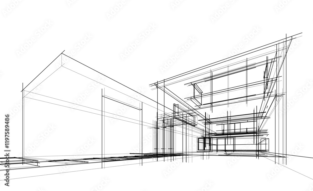 Sketch of modern building Sketch of modern building
