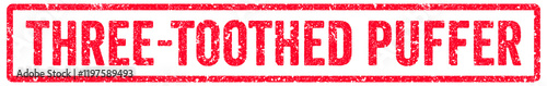 Three-toothed Puffer Stamp Transparent Seal, Red Grunge Three-toothed Puffer Word Rubber Stamp Seal