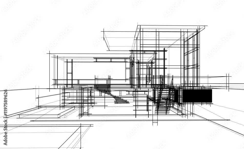 Obraz premium Sketch of modern building