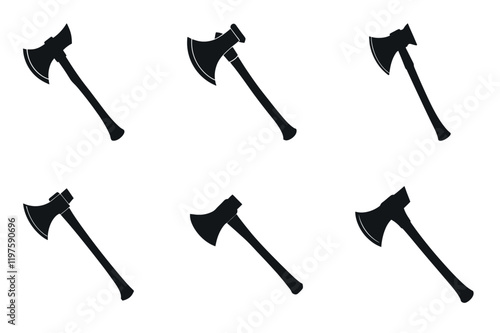 axe icon set outline silhouette vector on white background