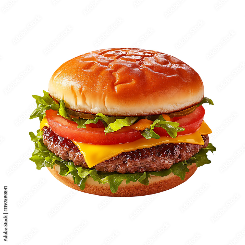 Fresh delicious burger isolated on a transparent background. Fresh delicious burger isolated on a transparent background.