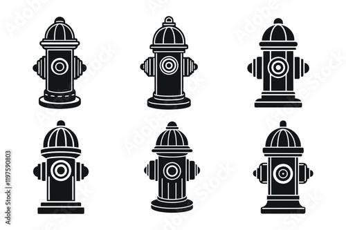fire hydrant icon set outline silhouette vector on white background