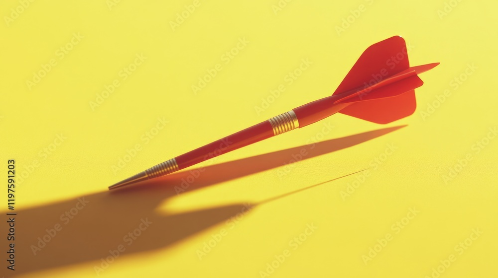 Red Dart Hitting Yellow Background Red Dart Hitting Yellow Background