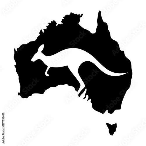 Map of the Australian Kangaroo. Vector image