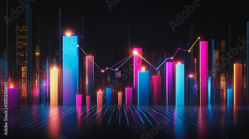 Wallpaper Mural Abstract black background with Colorful charts and graphs with statistics to innovative analyze business potential and forecast future development of companies growth. Torontodigital.ca