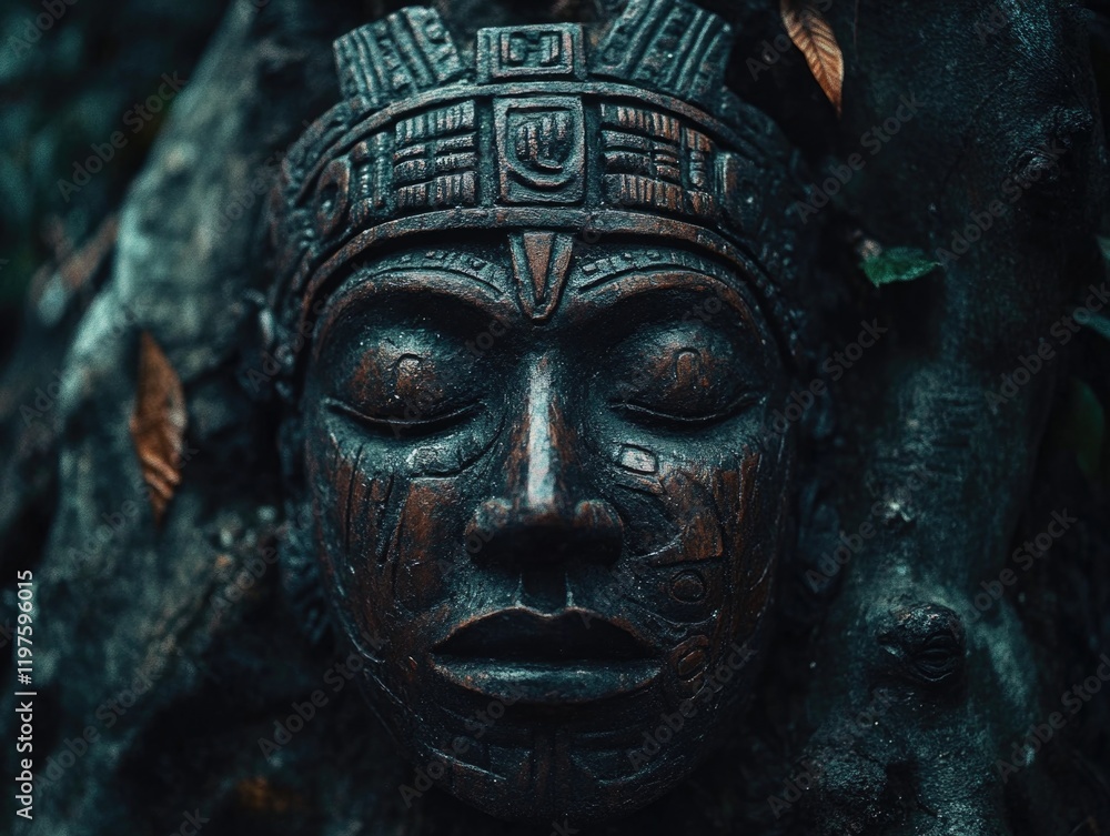 Wooden Mask on Tree Wooden Mask on Tree