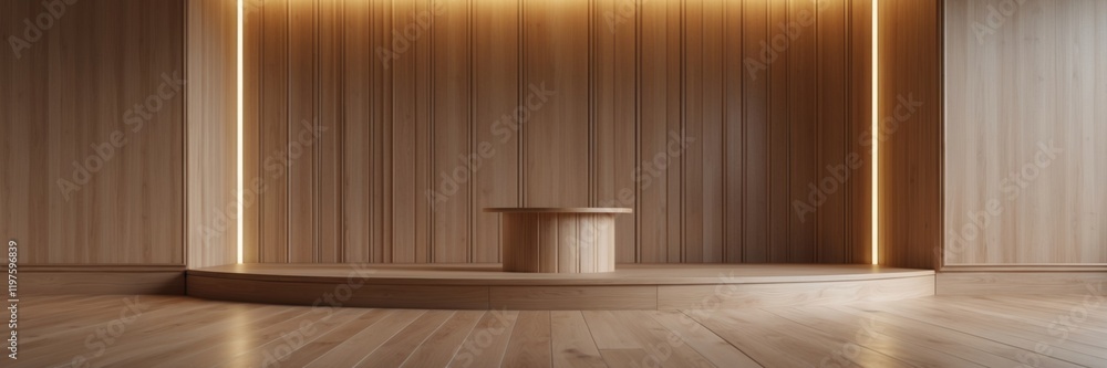 Wood panel pedestal display stand, elegant product showcase resource, wood grain elegance Wood panel pedestal display stand, elegant product showcase resource, wood grain elegance